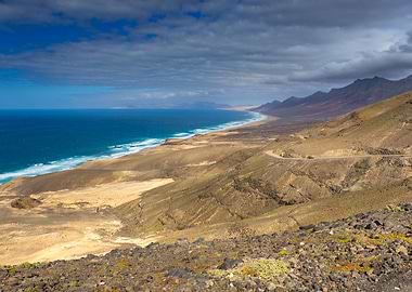 Coastal Mountain Landscape with Ocean, Cofete Beach