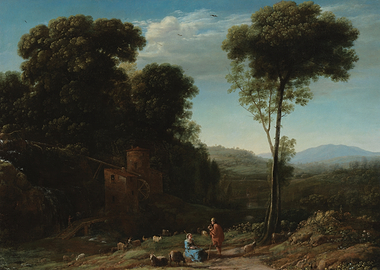 Pastoral Landscape with Figures and Mill