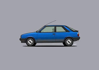 R11 Turbo Hatchback Car Illustration