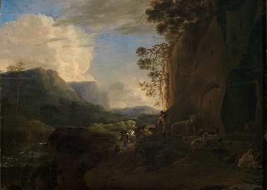 Pastoral Landscape with Figures and Sheep