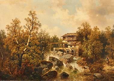 Watermill in a Forest Landscape