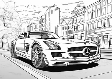 Mercedes SLS AMG Sketch art