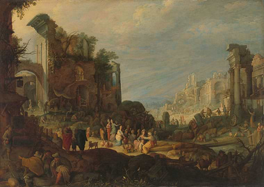 Ruined Cityscape with Figures and Animals