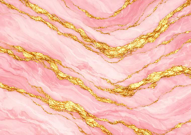 Pink Marble with Gold Veins