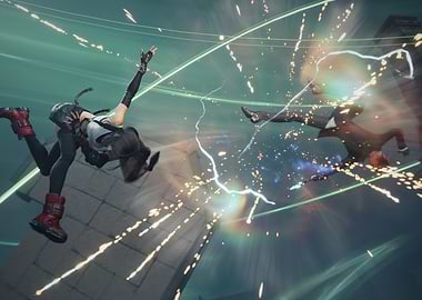 Final Fantasy VII Tifa and Cloud in battle