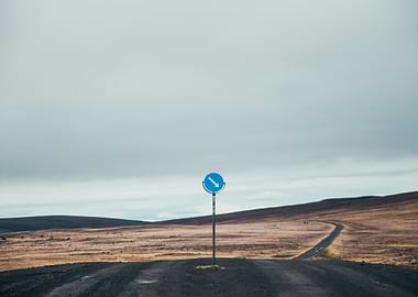 Road Sign in Icelandic Landscape