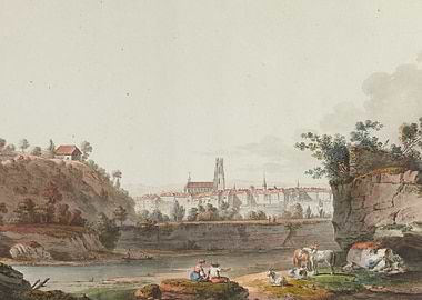 Watercolor Landscape of a European City