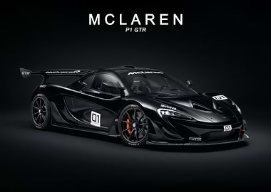 black McLaren P1 GTR Race Car poster