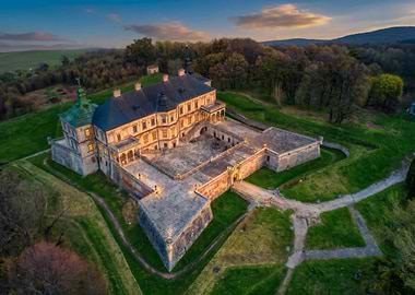 Pidhirtsi Castle at Sunset