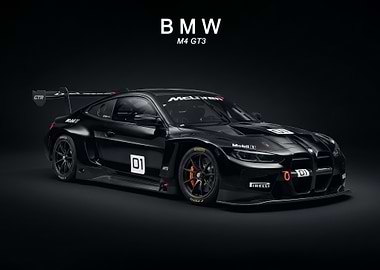 Black BMW M4 GT3 Race Car poster