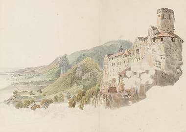 Castle on a Cliff Overlooking a Valley