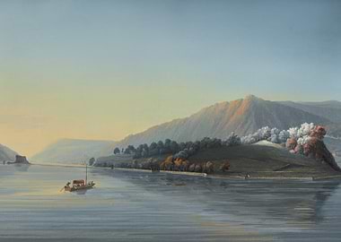 Serene River Landscape with Boat