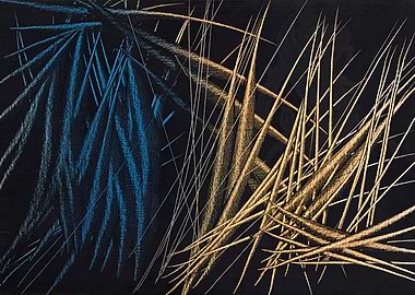 Abstract Burst of Blue and Gold Lines