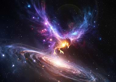 Cosmic Phoenix Over Galaxy