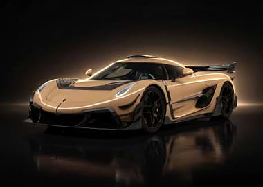 Golden Hypercar with Aggressive Design