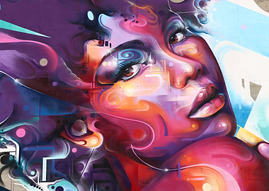Vibrant Graffiti Portrait of a Woman