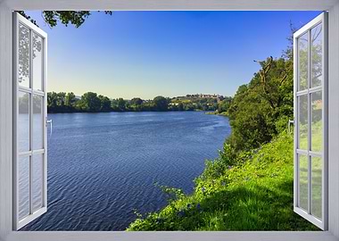Window View of a River Landscape