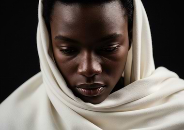 Close-up of a person in a headscarf