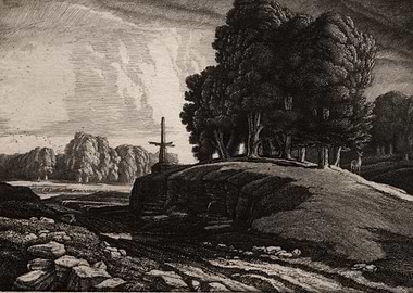 Rural Landscape with Cross and Trees