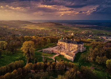 Pidhirtsi Castle at Sunset