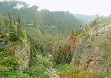 Mountain Valley with River and Forest