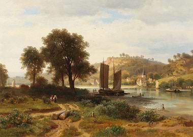 River Village with Sailboats