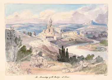 Monastery on a Hillside by a River