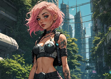 Cyberpunk Girl Pink Hair