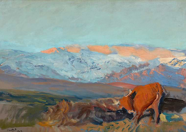 Cow in a Mountain Landscape