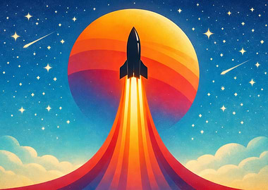 Rocket Launching into a Starry Sky