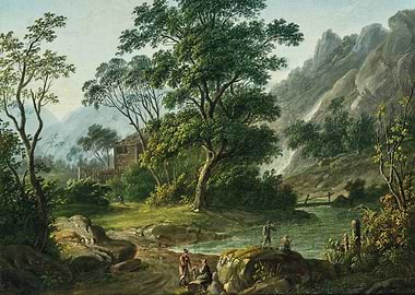 Idyllic Mountain Landscape with Figures