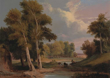 Pastoral Landscape with Figures by a River