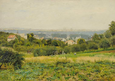 Hazy Landscape with Village and Distant City