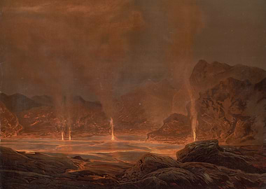 Volcanic Landscape with Lava Flows