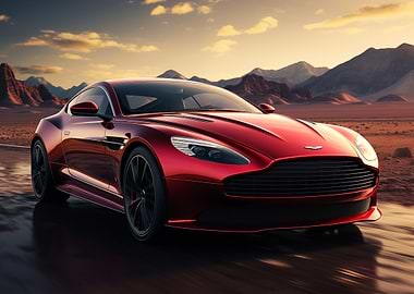 Red Sports Car in Desert