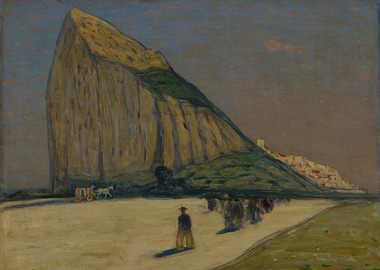 Gibraltar Rock with Town and Figures