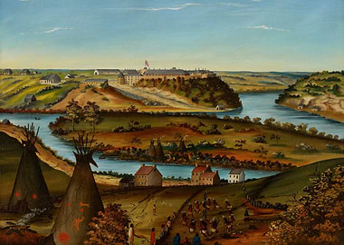 Native American Village and Fort Landscape