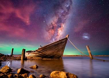 Boat Under the Milky Way