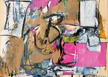 Abstract Expressionist Painting with Bold Colors