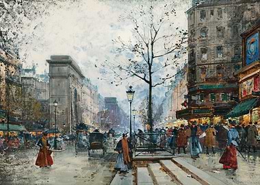 Parisian Street Scene in Winter