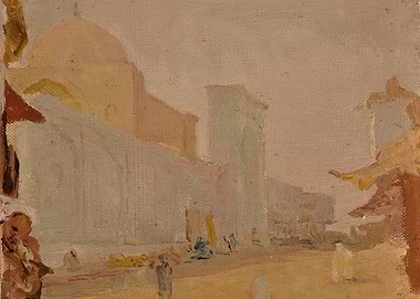 Impressionistic Street Scene with Dome
