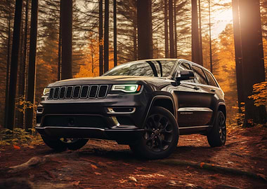 Jeep in Autumn Forest