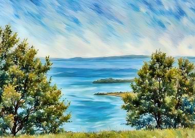 Impressionistic Landscape of a Lake