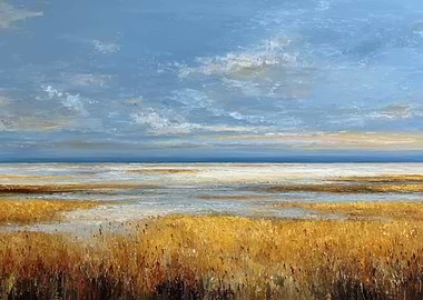 Golden Reeds by the Sea