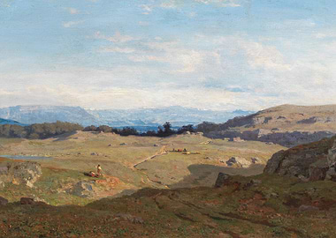 Pastoral Landscape with Distant Mountains