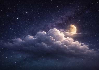 Moonlit Clouds and Stars