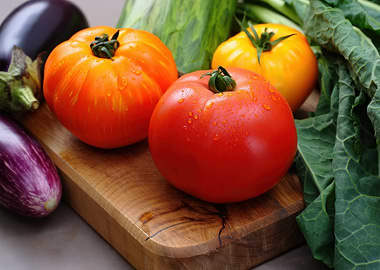 Fresh Vegetables on Cutting Board
