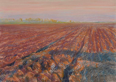 Ploughed Field Under a Hazy Sky
