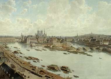 Panoramic View of Paris on the Seine River