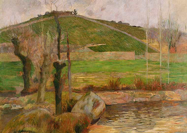 Impressionist Landscape with River and Hill